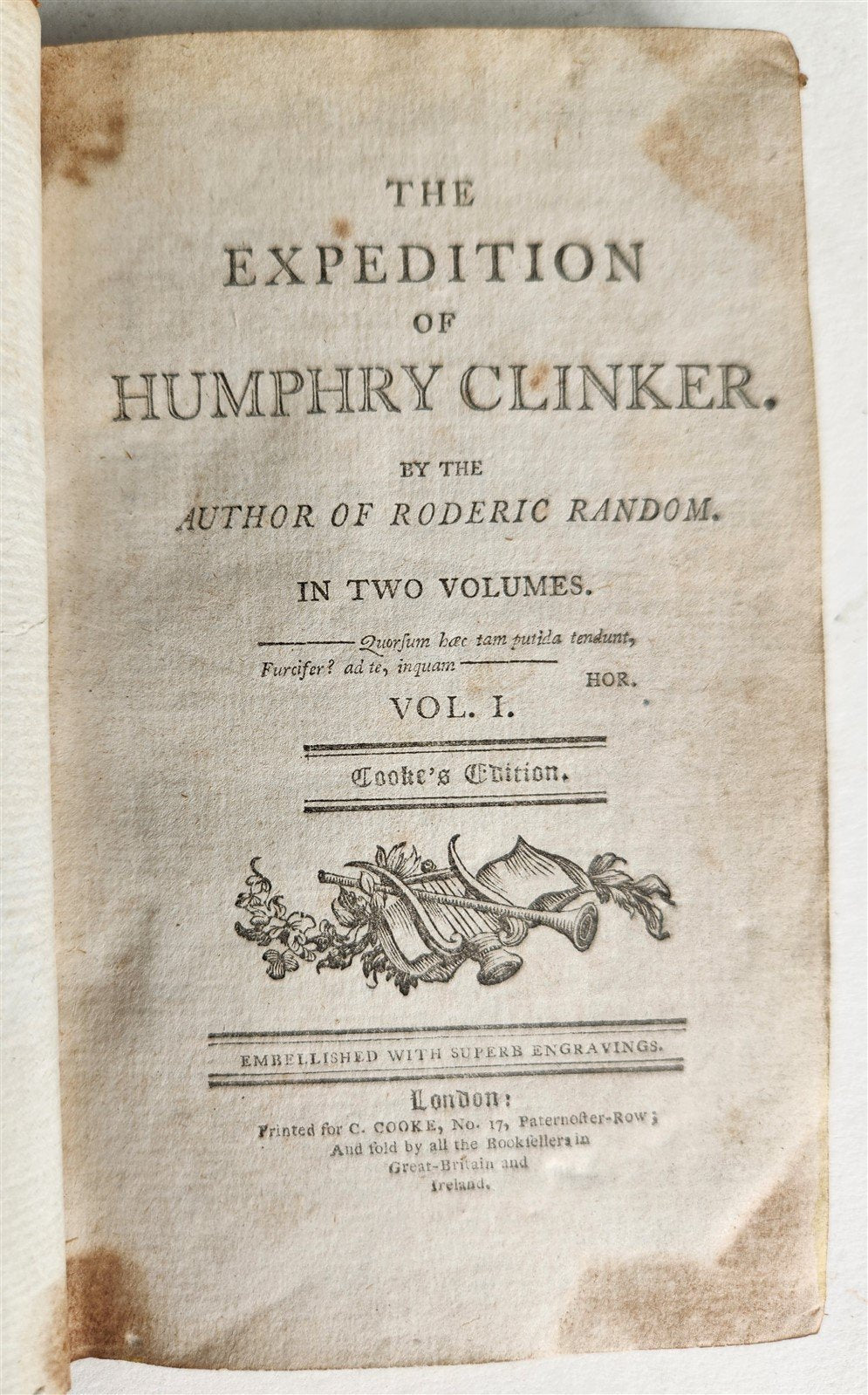 c1800 Expedition of Humphry Clinker by TOBIAS SMOLLET antique 2 VOLS ILLUSTRATED