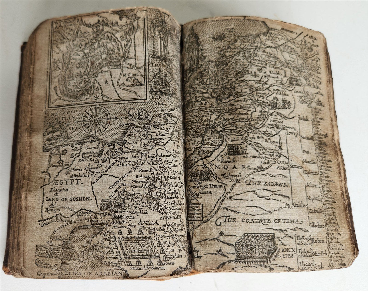 1636 BIBLE in ENGLISH OLD & NEW TESTAMENT antique ORIGINAL BINDING illustrated