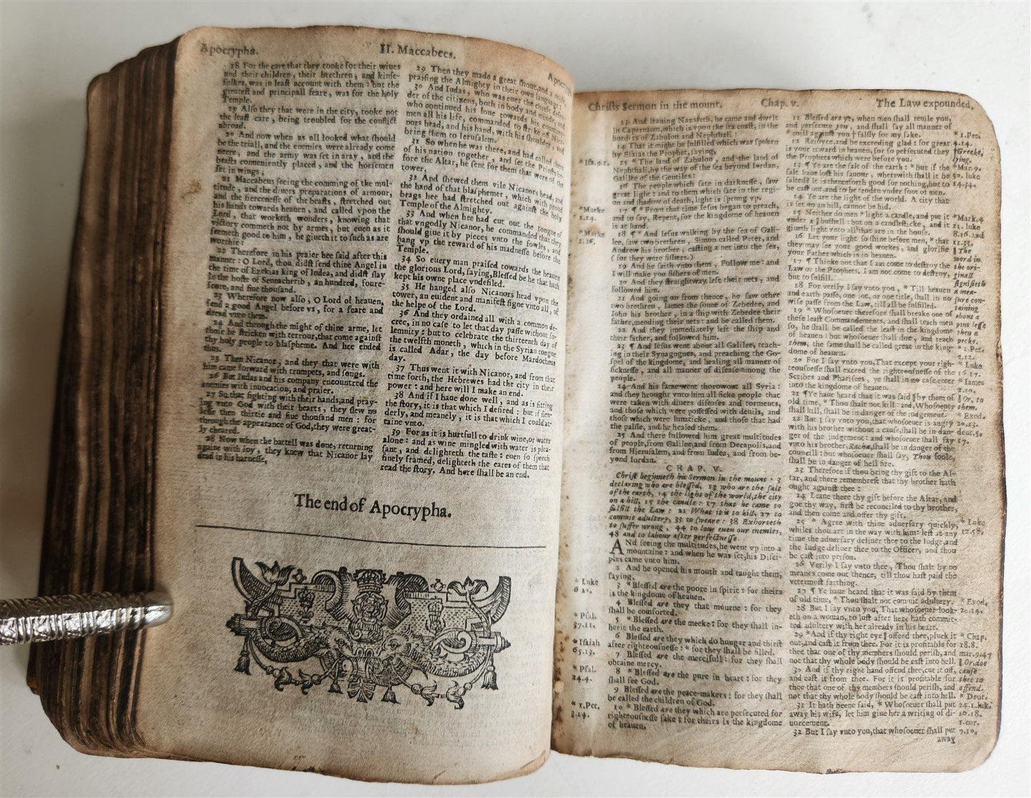 1636 BIBLE in ENGLISH OLD & NEW TESTAMENT antique ORIGINAL BINDING illustrated