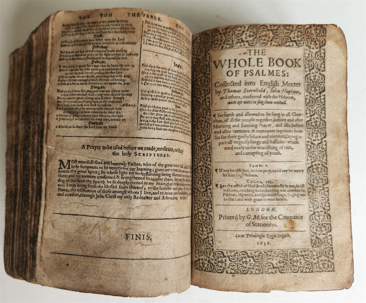 1636 BIBLE in ENGLISH OLD & NEW TESTAMENT antique ORIGINAL BINDING illustrated