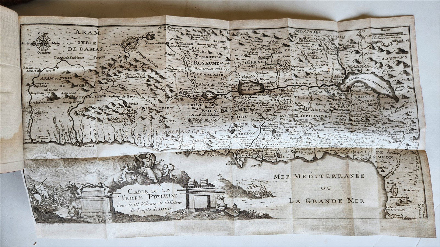 1738 HISTORY of JEWS 10 VOLUMES antique ILLUSTRATED w/ MAPS in FRENCH