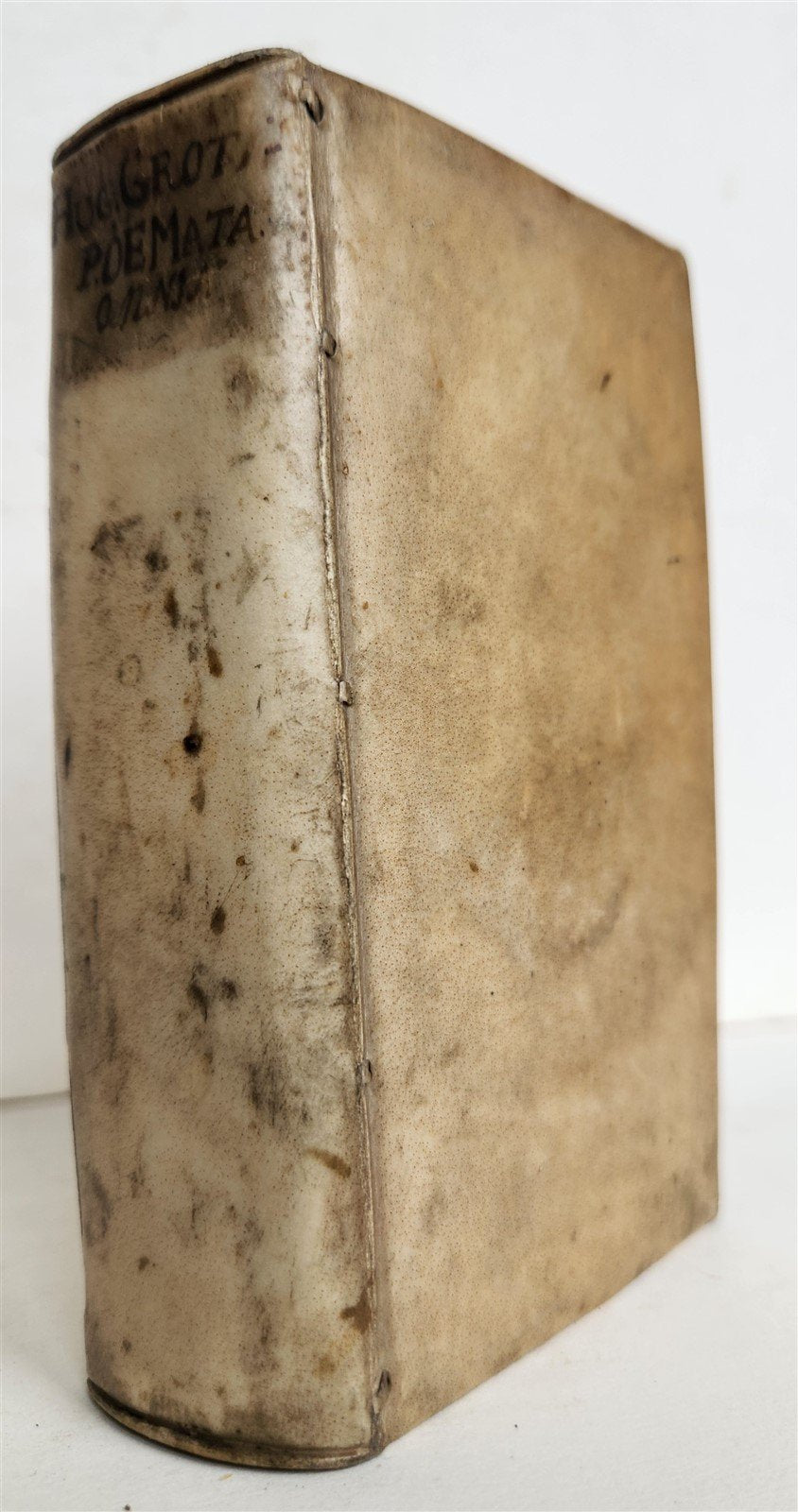 1645 GROTIUS POEMATA antique VELLUM BINDING POETRY
