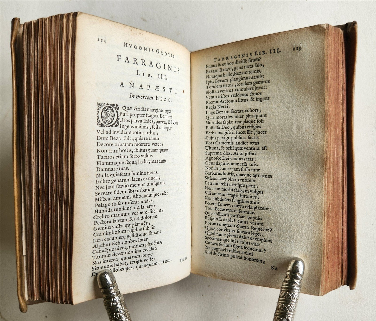 1645 GROTIUS POEMATA antique VELLUM BINDING POETRY