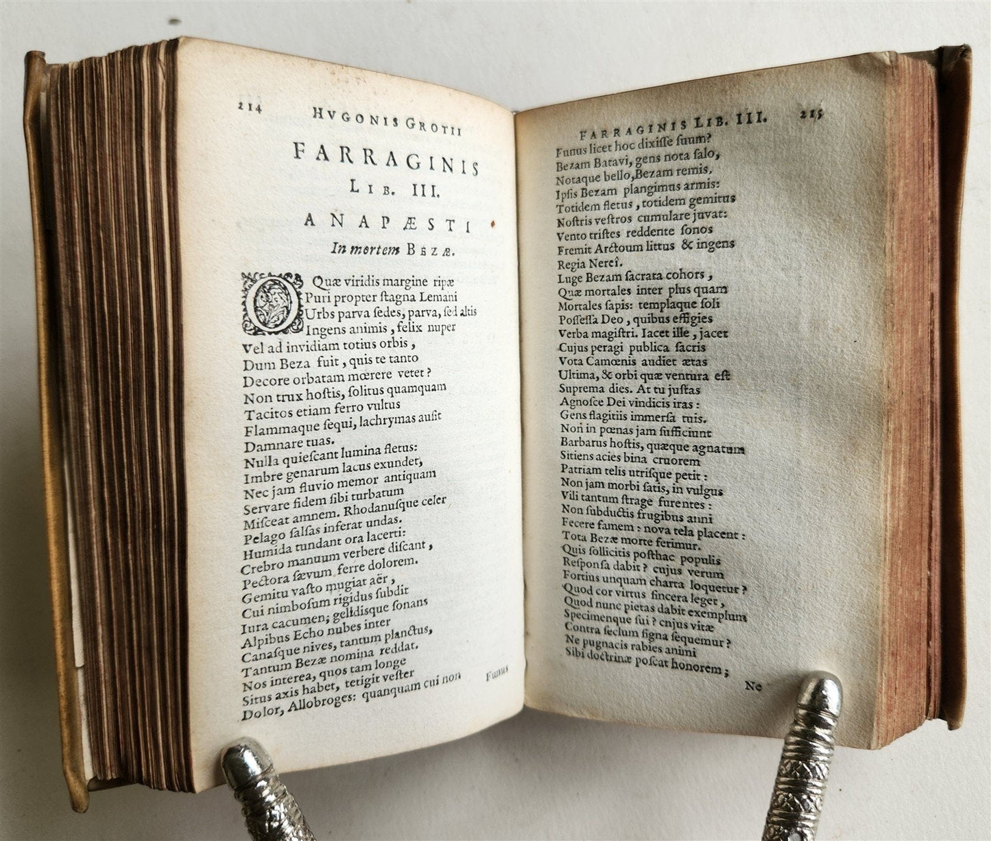 1645 GROTIUS POEMATA antique VELLUM BINDING POETRY
