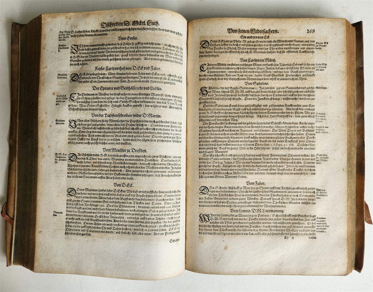 1593 MARTIN LUTHER COLLOQUIA antique VELLUM BOUND FOLIO 16th CENTURY