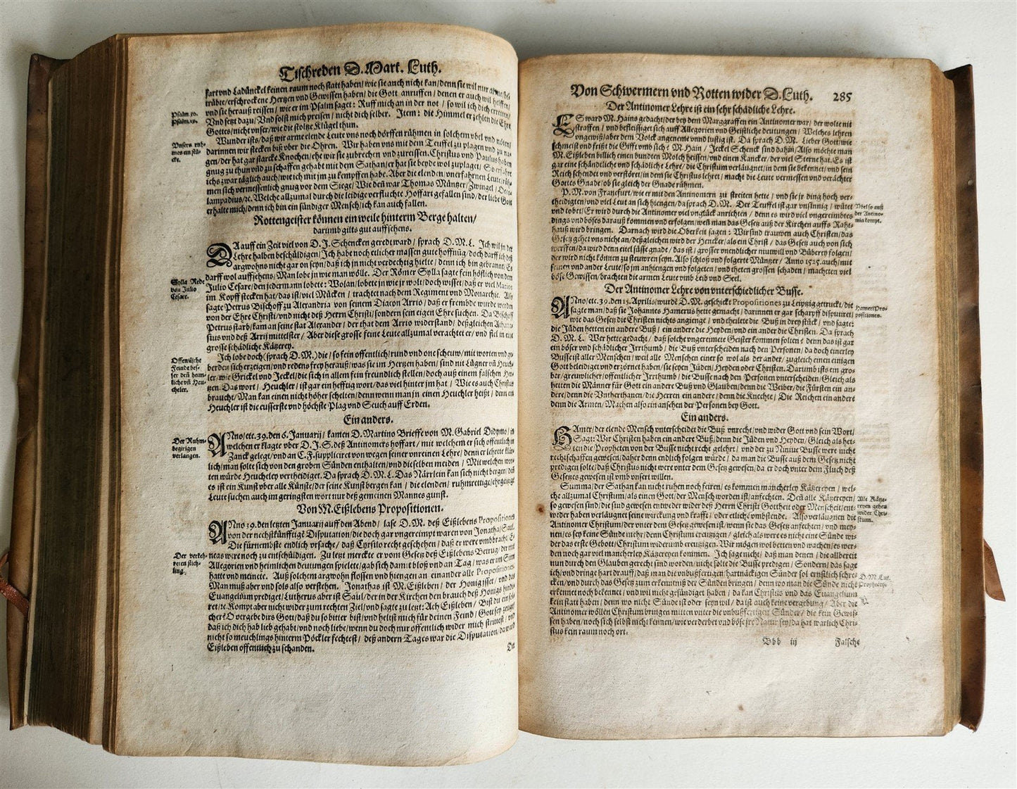1593 MARTIN LUTHER COLLOQUIA antique VELLUM BOUND FOLIO 16th CENTURY