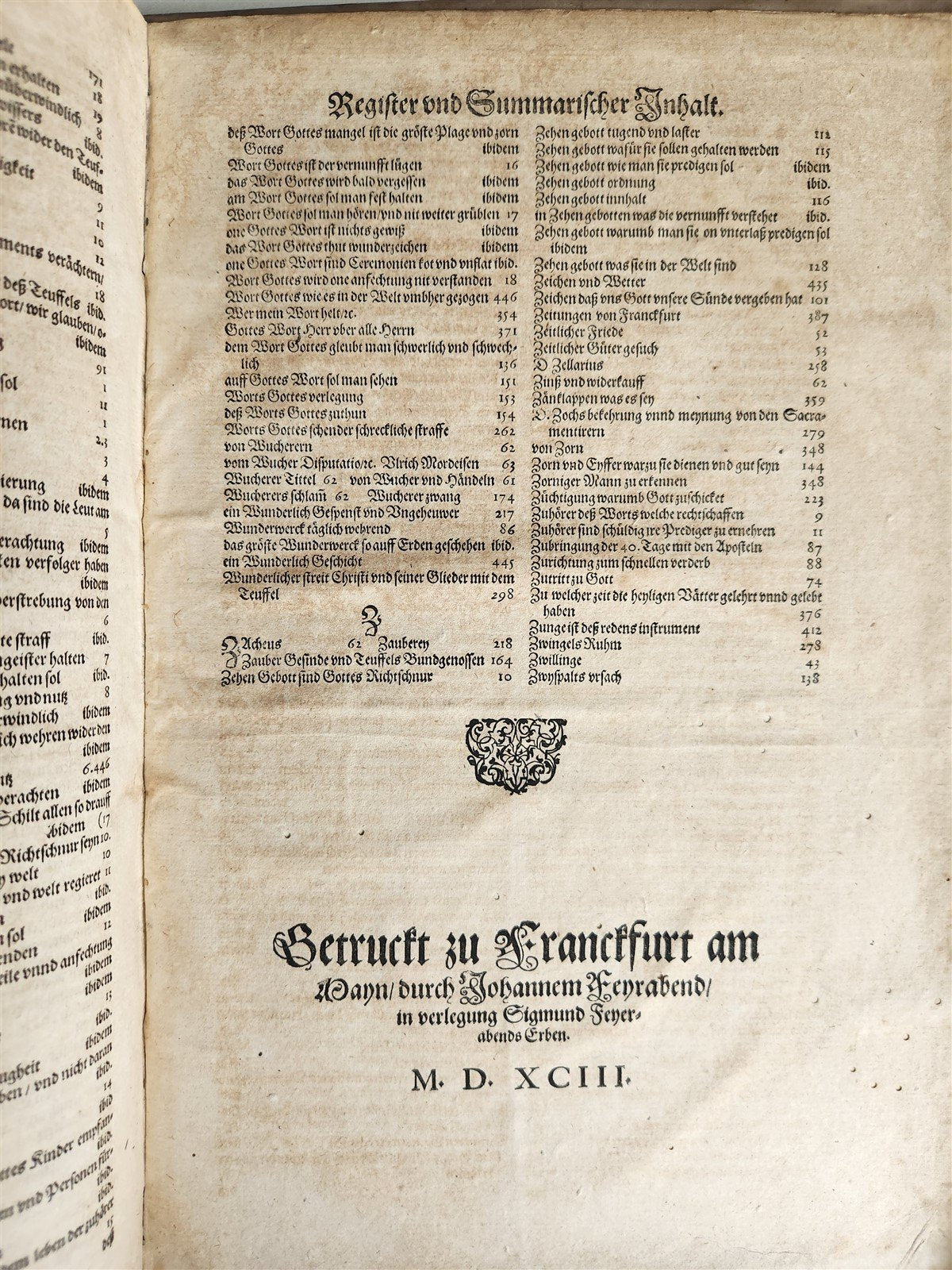 1593 MARTIN LUTHER COLLOQUIA antique VELLUM BOUND FOLIO 16th CENTURY