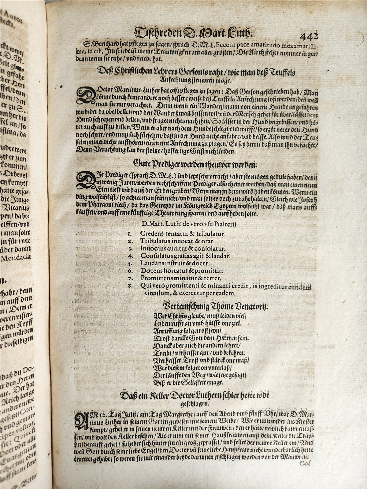 1593 MARTIN LUTHER COLLOQUIA antique VELLUM BOUND FOLIO 16th CENTURY