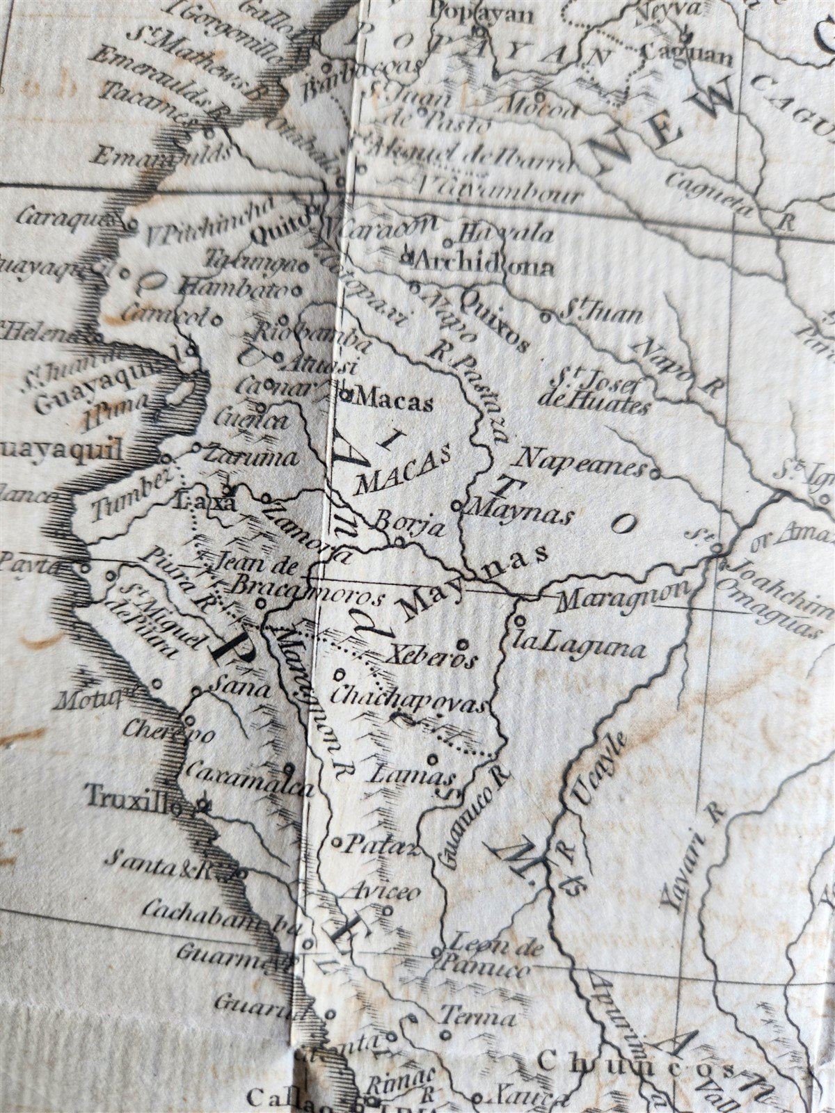 1783 MAP of EUROPEAN SETTLEMENTS in SOUTH AMERICA Antique