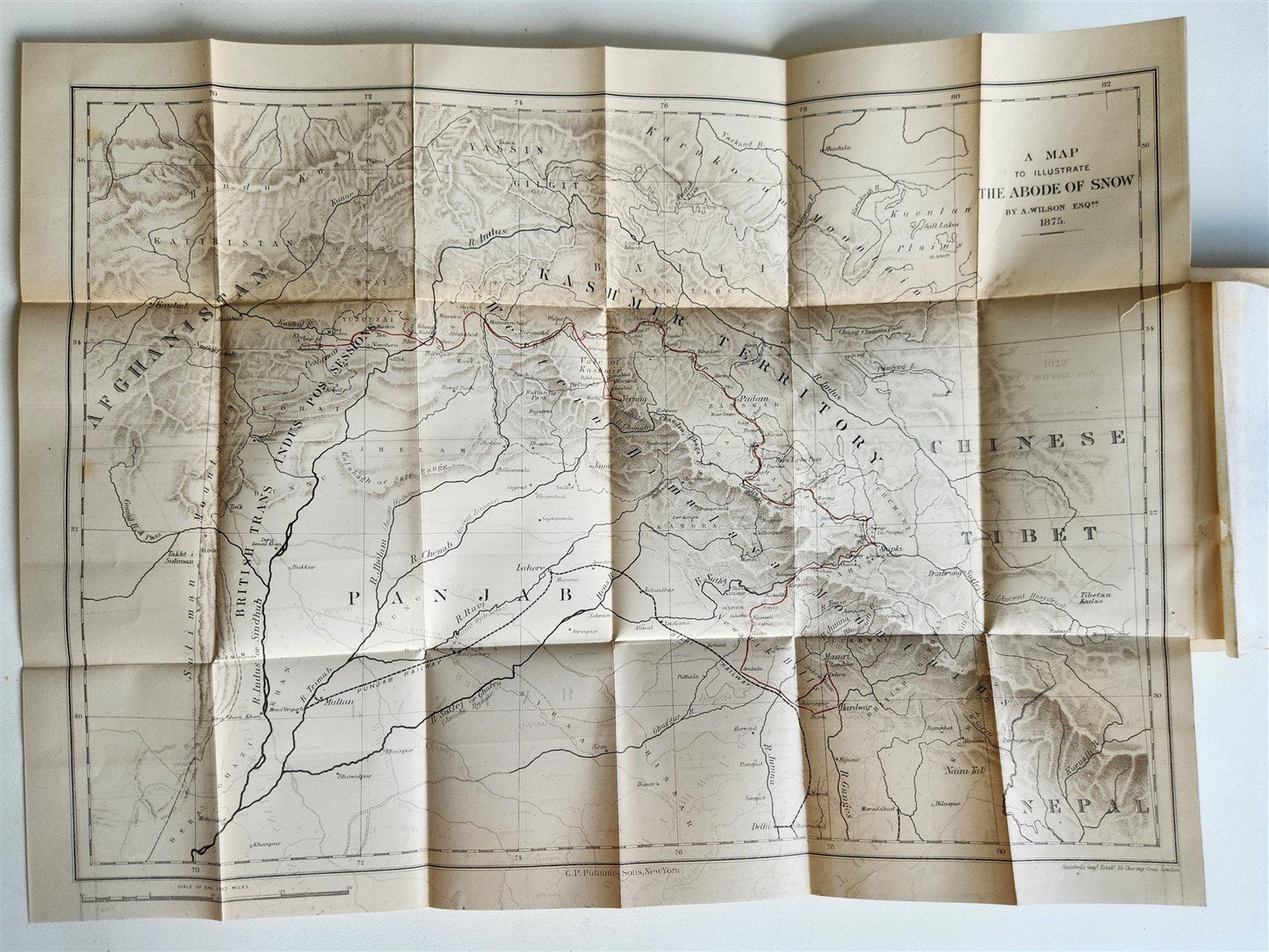 1875 THE ABODE of SNOW antique w/ MAP TRAVELS to Chinese Tibet Indian Caucasus