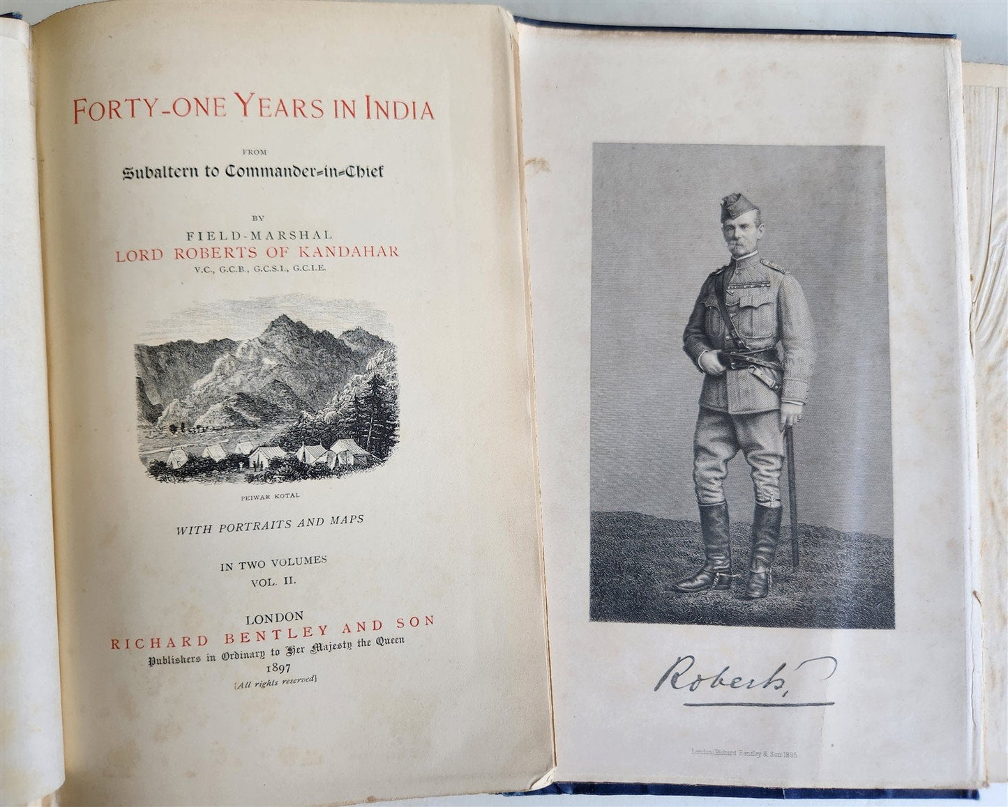 1897 FORTY-ONE YEARS in INDIA by Lord Roberts 2 VOLUMES antique ILLUSTRATED