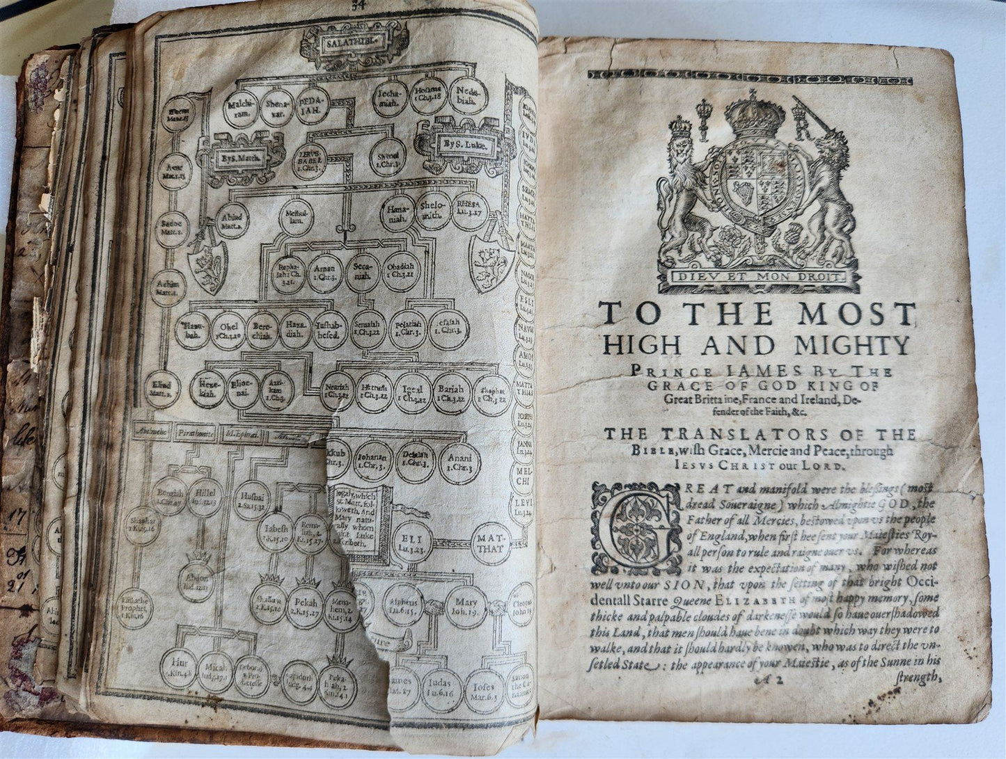 1630 BIBLE in ENGLISH antique 17th CENTURY original binding