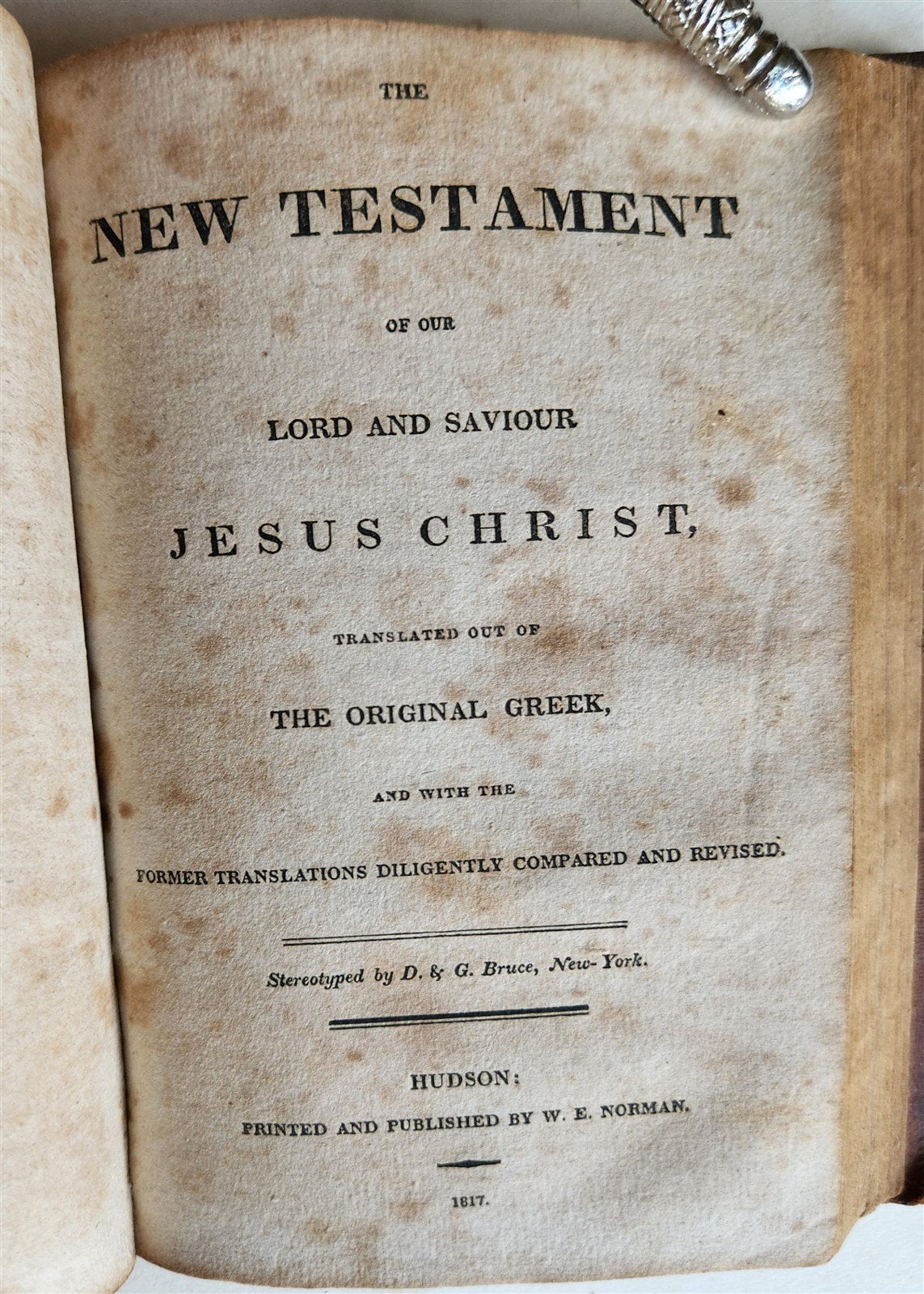 1817 BIBLE in ENGLISH antique HUDSON AMERICANA