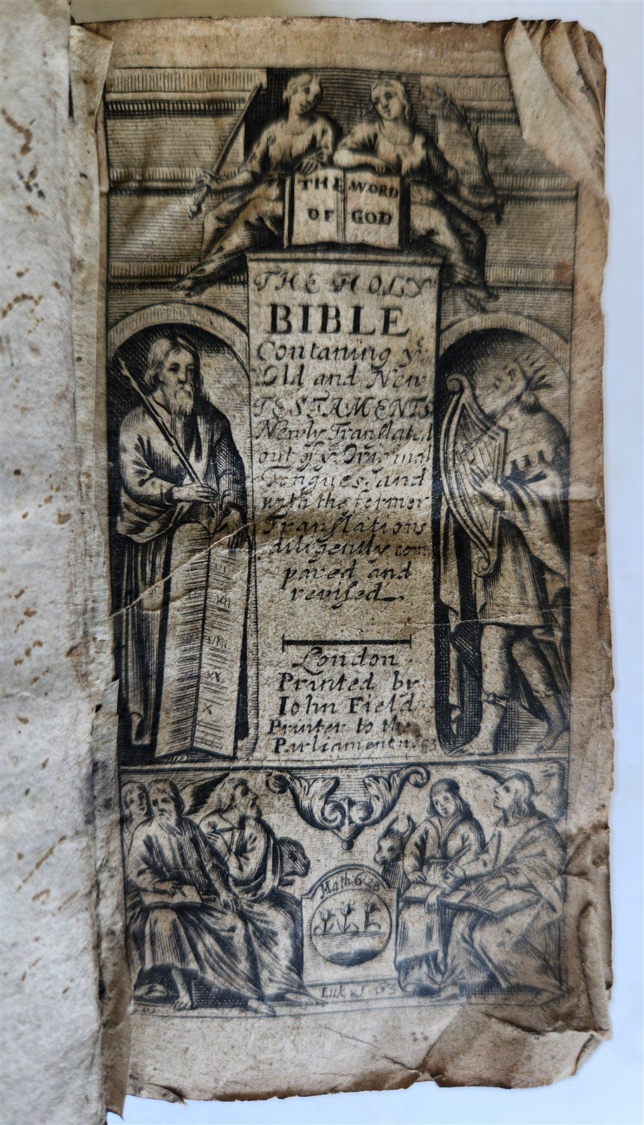 1653 PEARL BIBLE in ENGLISH antique OLD & NEW TESTAMENT pocket size RARE