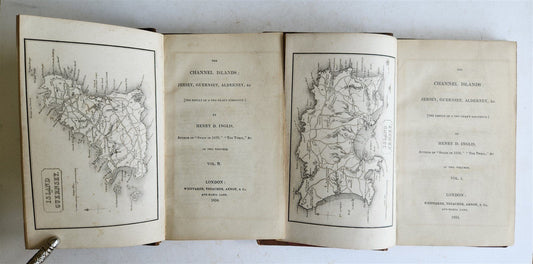 1834 CHANNEL ISLAND JERSEY GUERNSEY ALDERNEY antique 2 VOLS ILLUSTRATED w/ MAPS