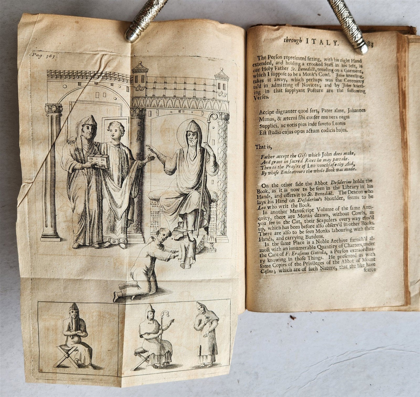 1712 TRAVELS of FATHER MONTFAUCON from PARIS to ITALY antique in ENGLISH