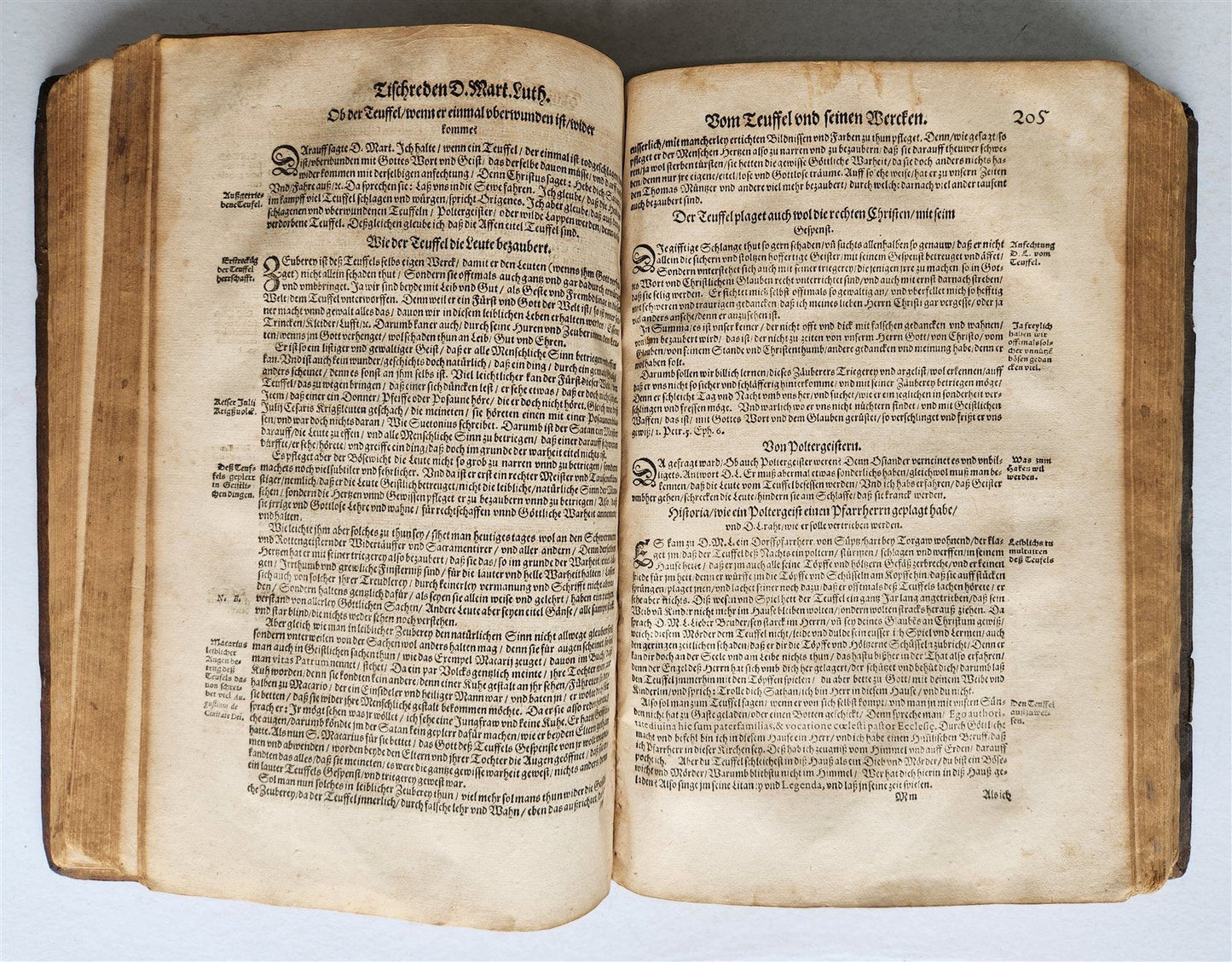 1576 MARTIN LUTHER COLLOQUIA 16th CENTURY PIGSKIN BOUND FOLIO antique