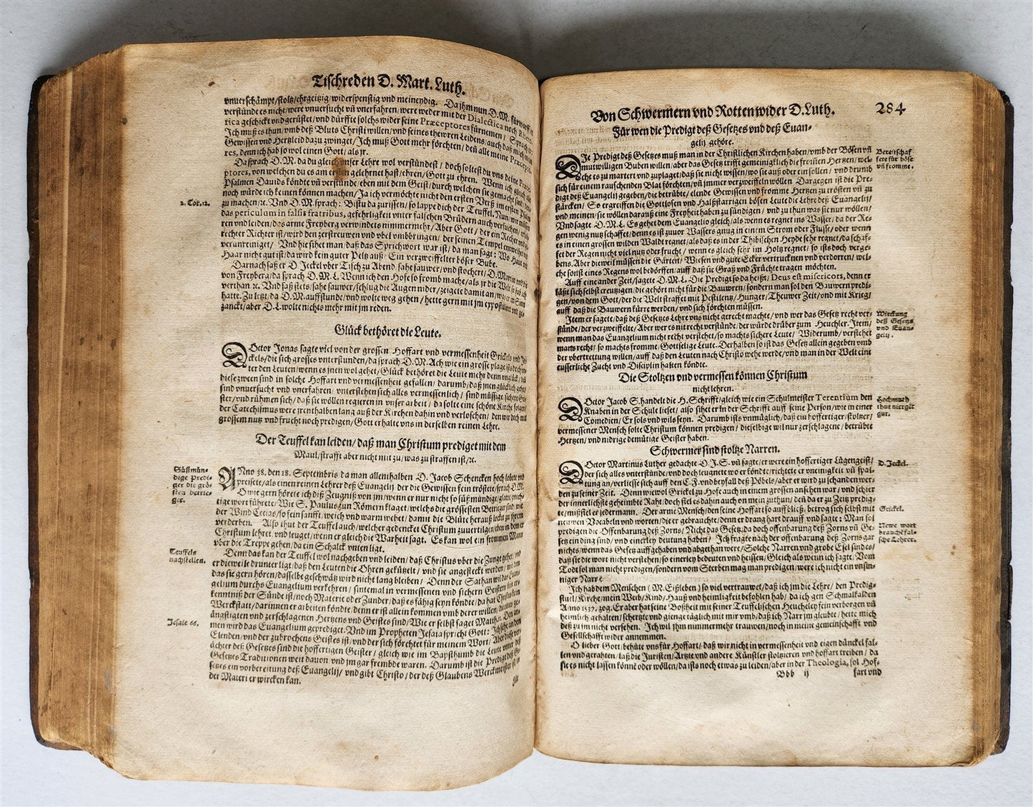 1576 MARTIN LUTHER COLLOQUIA 16th CENTURY PIGSKIN BOUND FOLIO antique