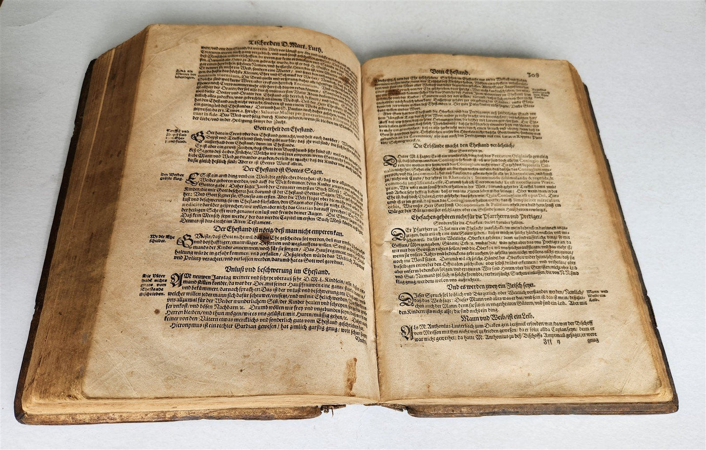 1576 MARTIN LUTHER COLLOQUIA 16th CENTURY PIGSKIN BOUND FOLIO antique