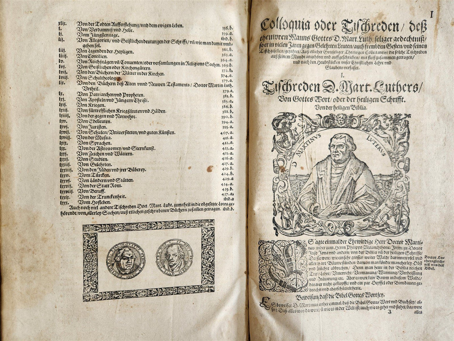 1576 MARTIN LUTHER COLLOQUIA 16th CENTURY PIGSKIN BOUND FOLIO antique