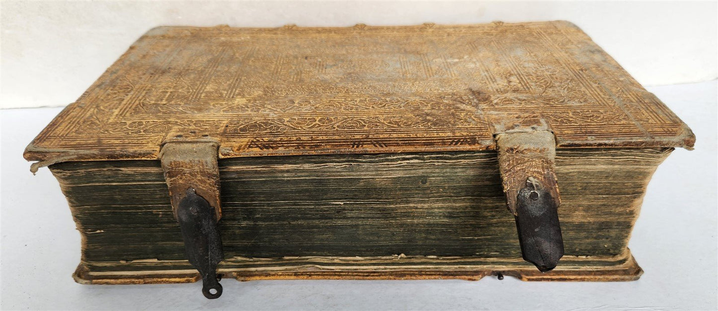 1691 BIBLE in GERMAN illustrated PIGSKIN BOUND FOLIO antique 17th CENTURY