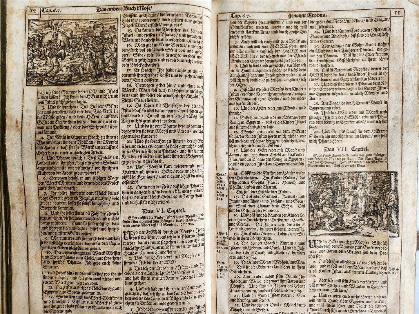 1691 BIBLE in GERMAN illustrated PIGSKIN BOUND FOLIO antique 17th CENTURY