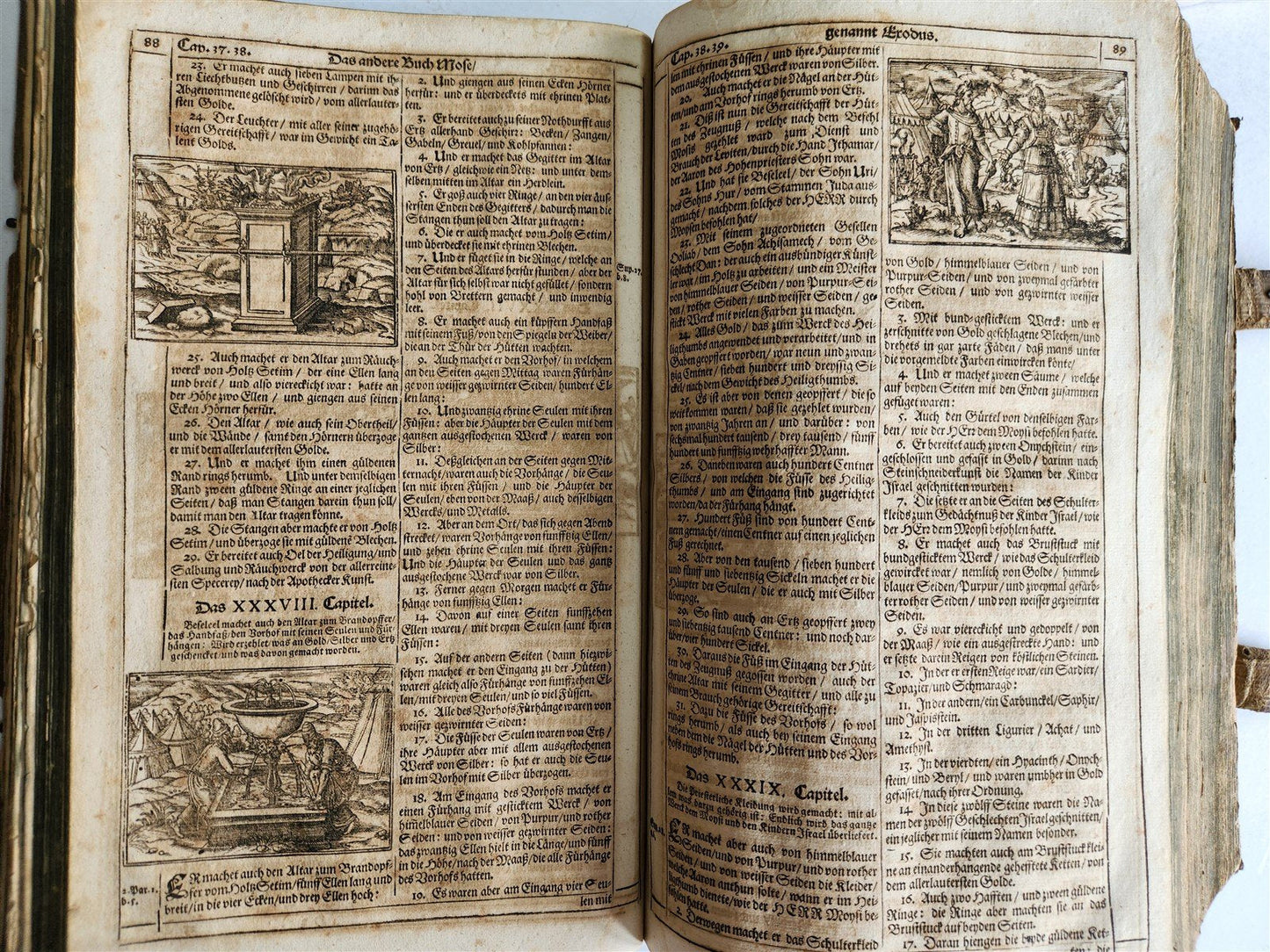 1691 BIBLE in GERMAN illustrated PIGSKIN BOUND FOLIO antique 17th CENTURY