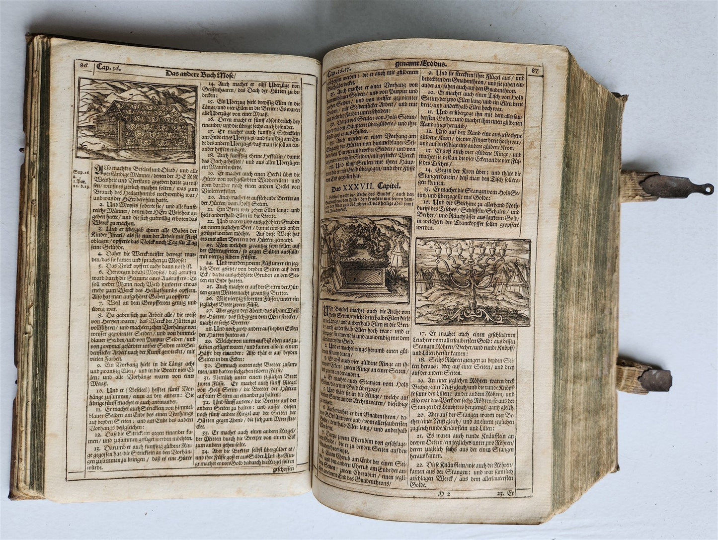 1691 BIBLE in GERMAN illustrated PIGSKIN BOUND FOLIO antique 17th CENTURY