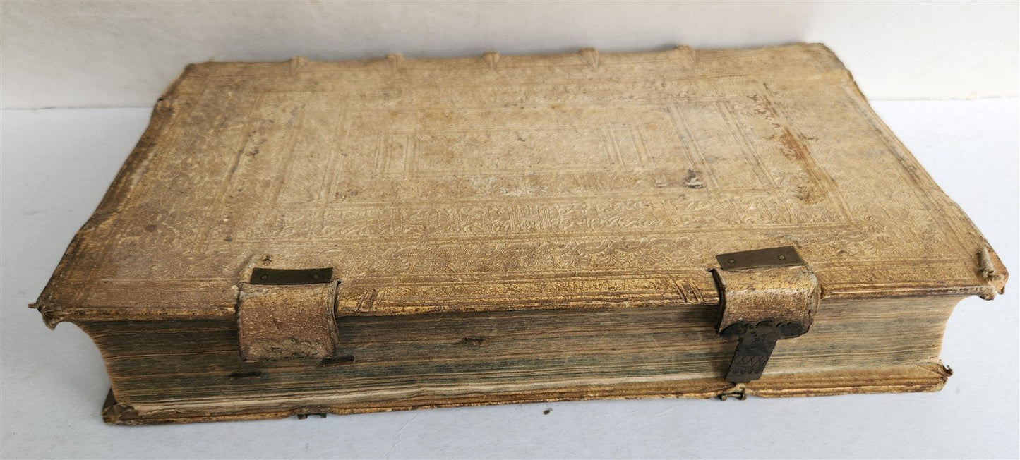 1655 GERMAN GENEALOGY illustrated PIGSKIN BOUND FOLIO antique 17th CENTURY LATIN