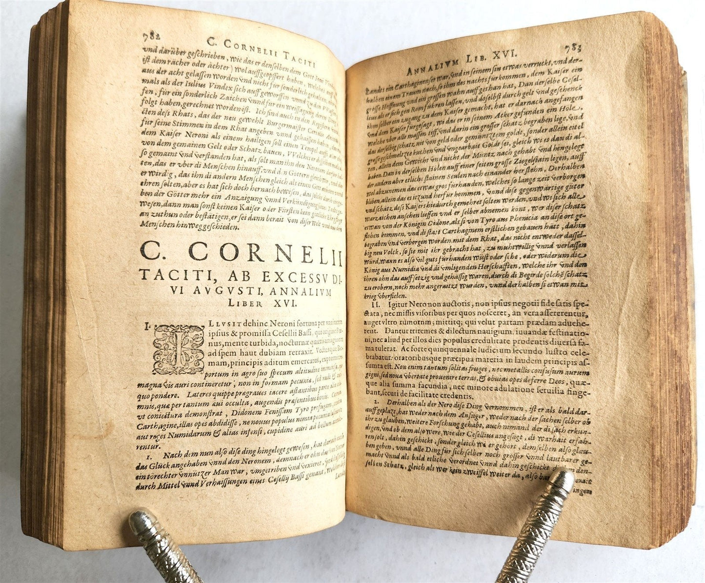 1612 TACITUS Opera Latina cum versione Germanica antique 17th CENTURY