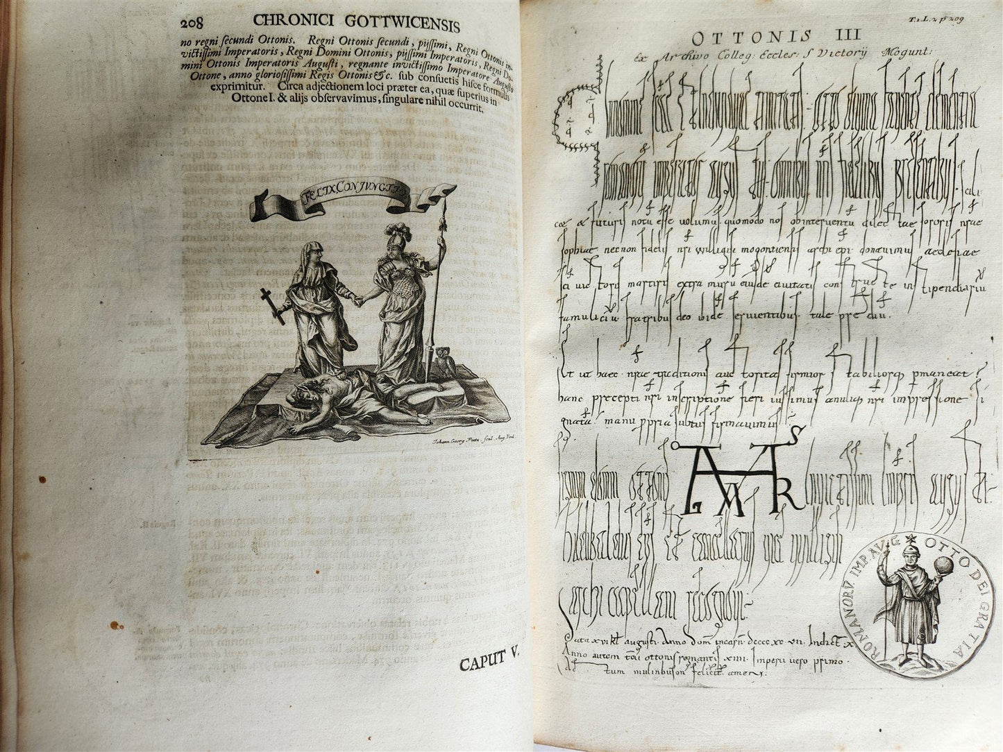 1732 CHRONICON GOTWINCENSE ABBEY ILLUSTRATED antique VELLUM BOUND MASSIVE FOLIO