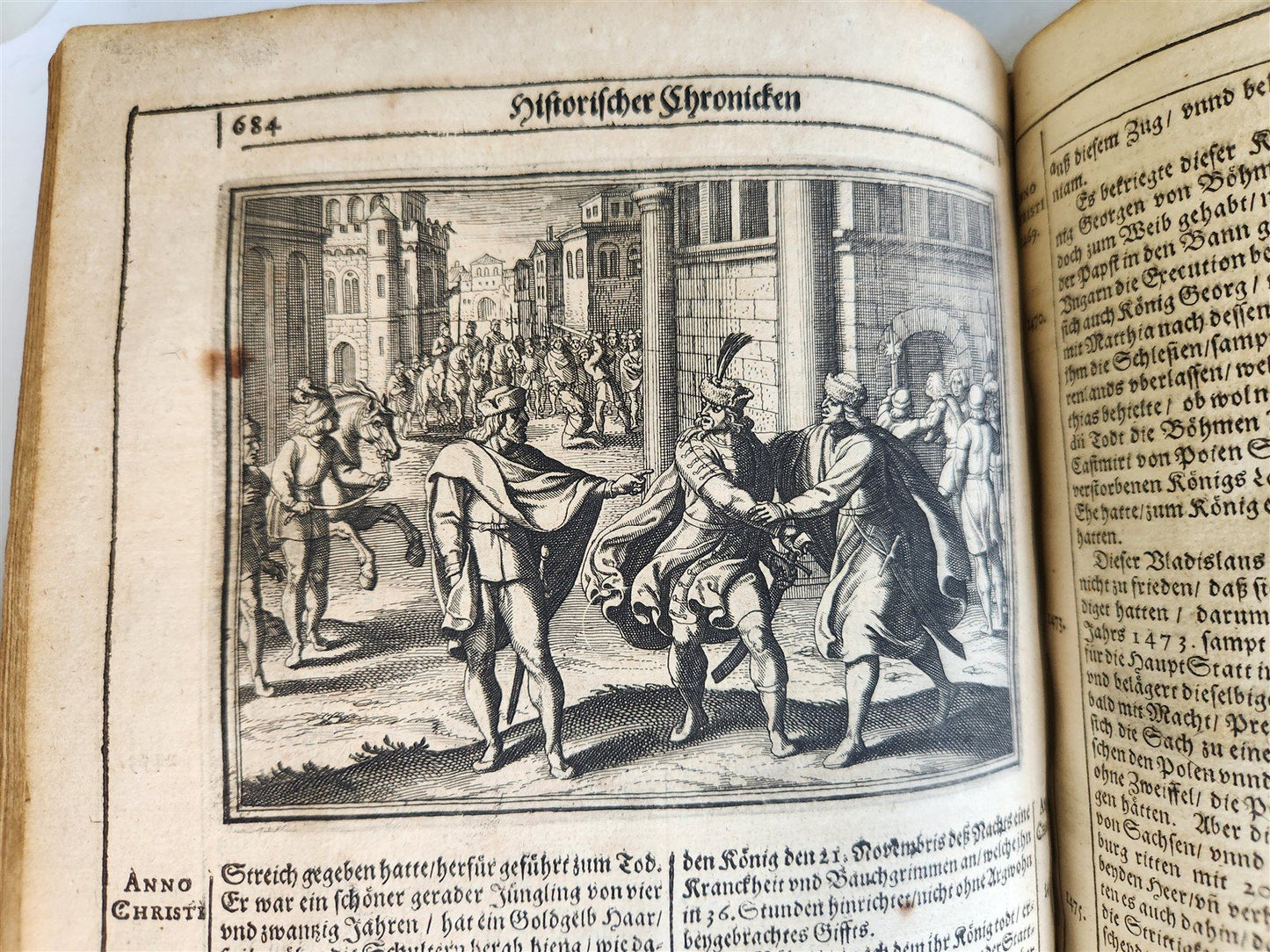 1657 HISTORICAL WORLD'S CHRONICLE antique ILLUSTRATED PIGSKIN FOLIO