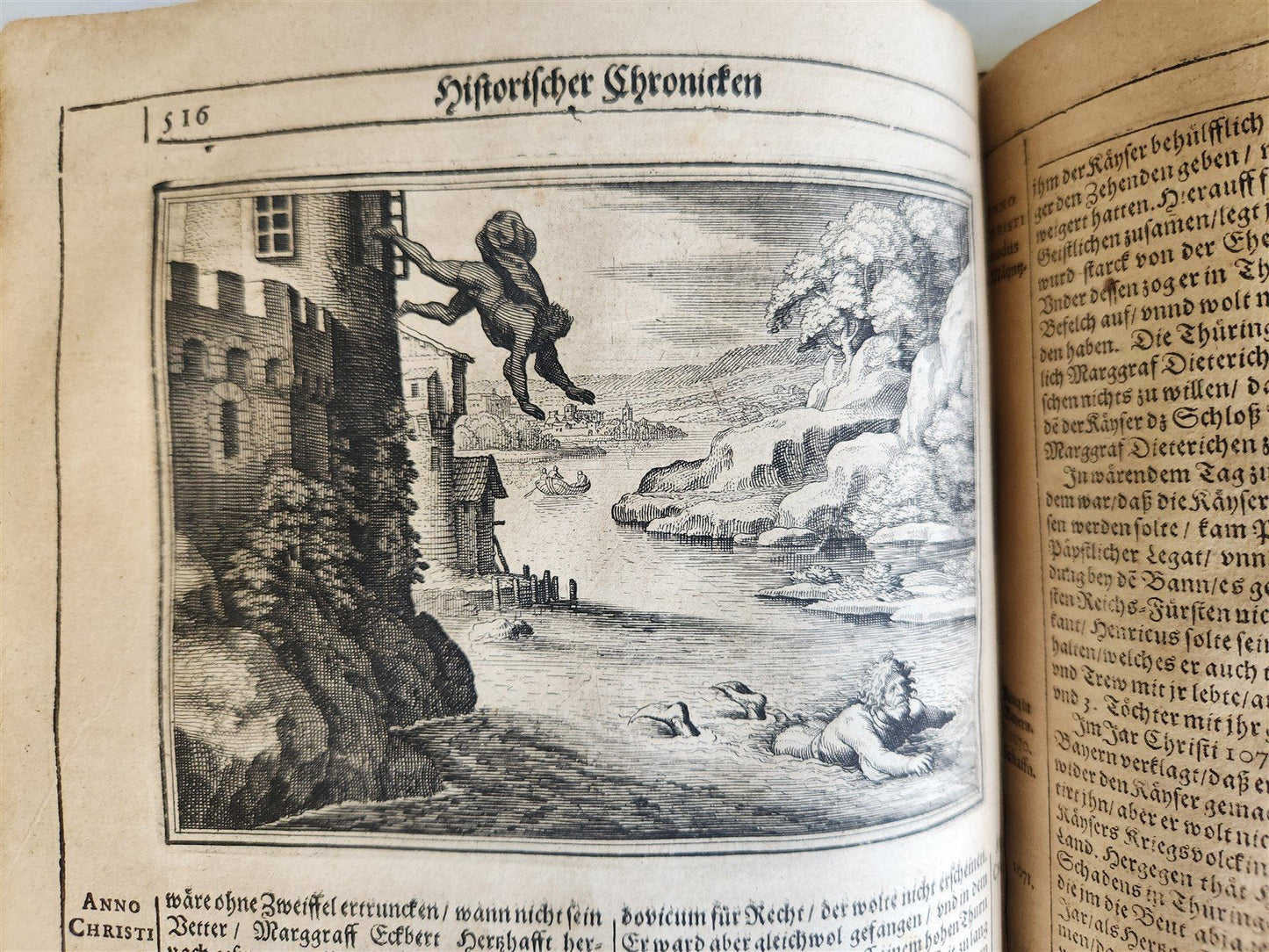 1657 HISTORICAL WORLD'S CHRONICLE antique ILLUSTRATED PIGSKIN FOLIO