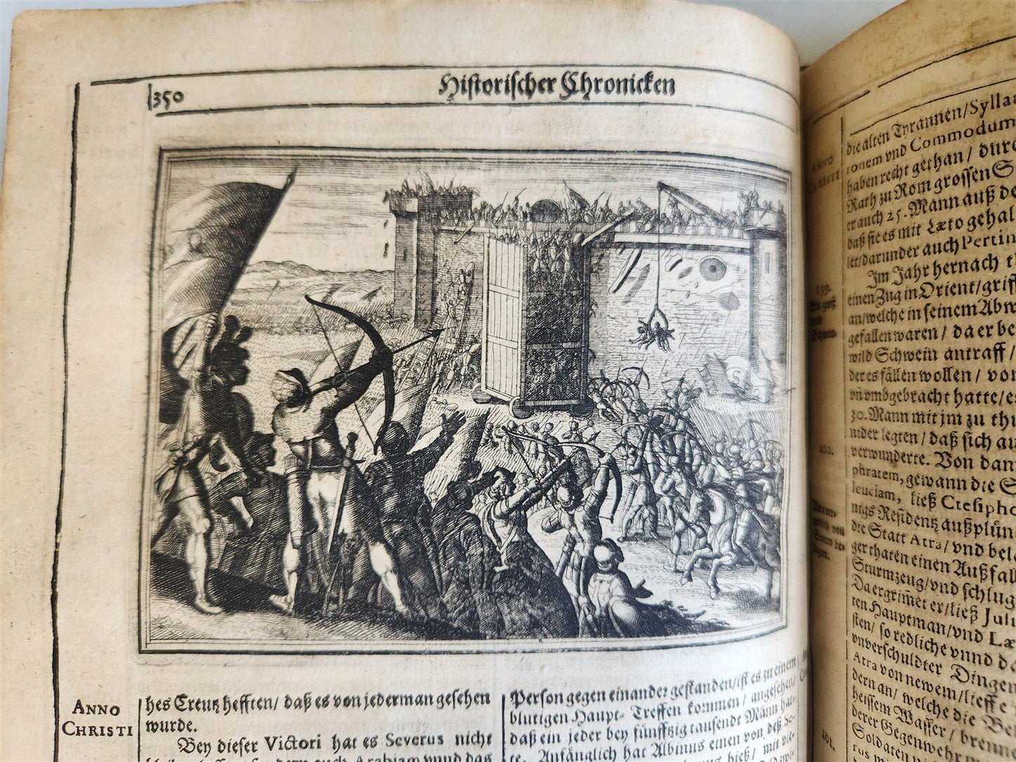 1657 HISTORICAL WORLD'S CHRONICLE antique ILLUSTRATED PIGSKIN FOLIO