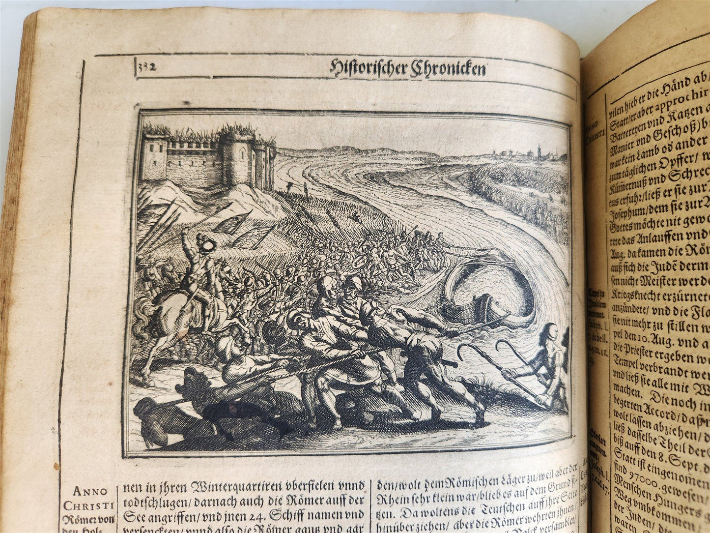 1657 HISTORICAL WORLD'S CHRONICLE antique ILLUSTRATED PIGSKIN FOLIO