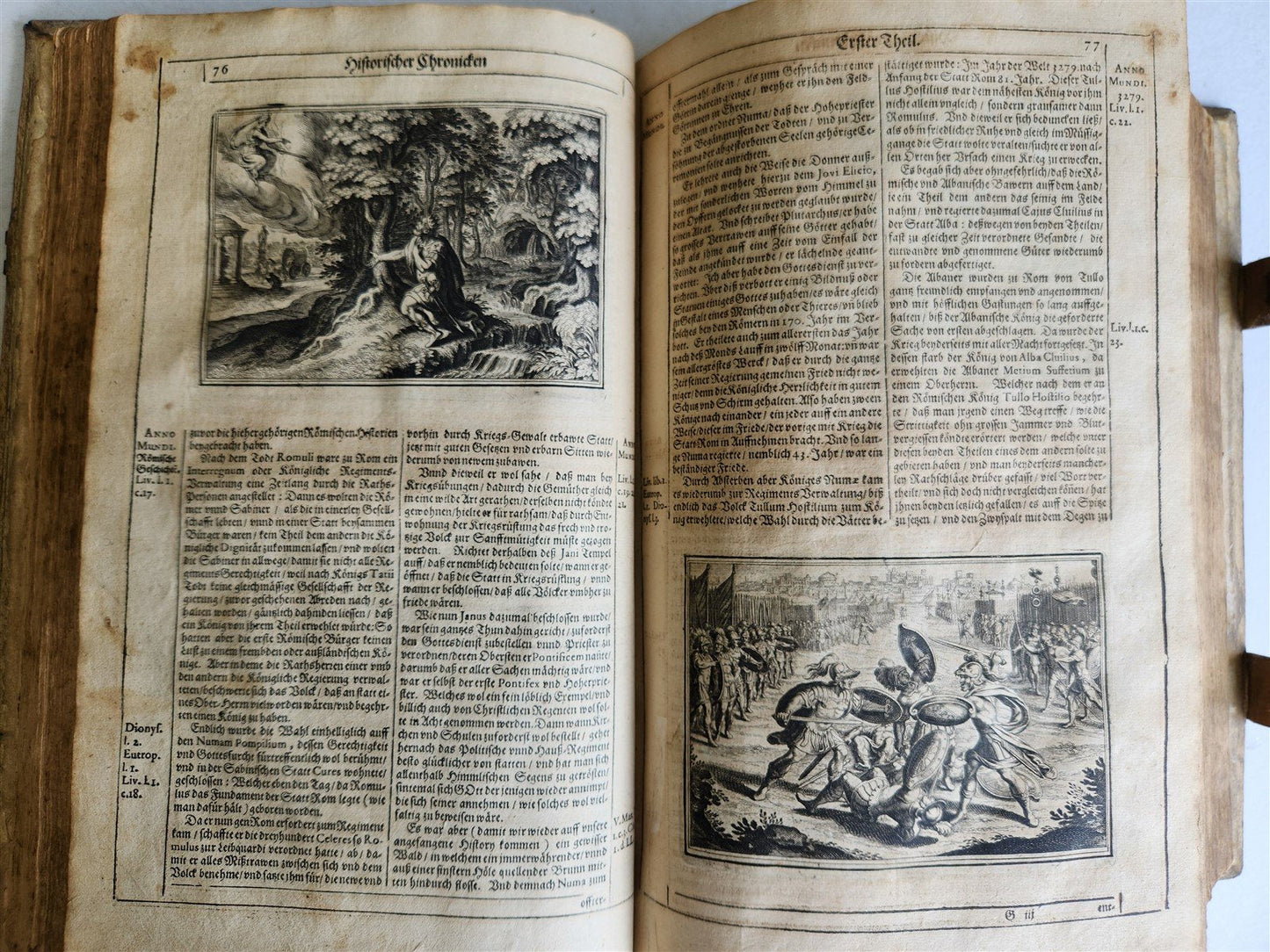 1657 HISTORICAL WORLD'S CHRONICLE antique ILLUSTRATED PIGSKIN FOLIO