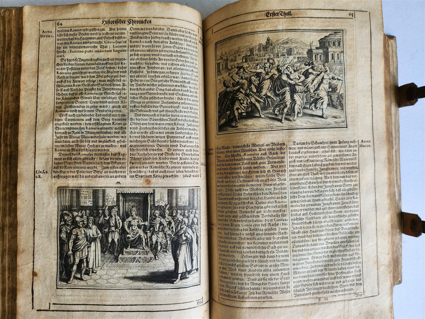 1657 HISTORICAL WORLD'S CHRONICLE antique ILLUSTRATED PIGSKIN FOLIO