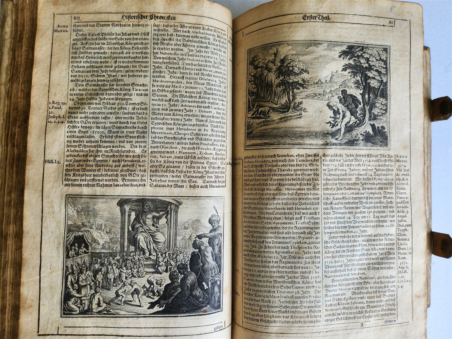 1657 HISTORICAL WORLD'S CHRONICLE antique ILLUSTRATED PIGSKIN FOLIO