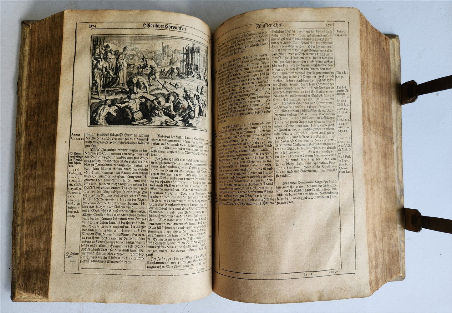 1657 HISTORICAL WORLD'S CHRONICLE antique ILLUSTRATED PIGSKIN FOLIO