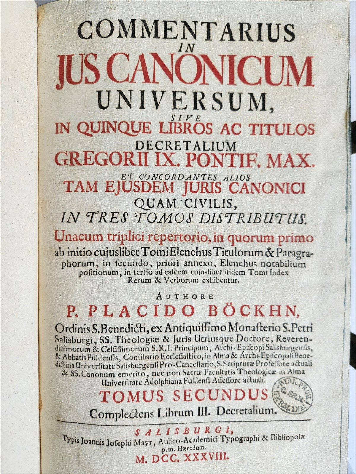 1735-39 CANON LAW 3 VOLUMES antique PIGSKIN BOUND FOLIOS w/ CLASPS