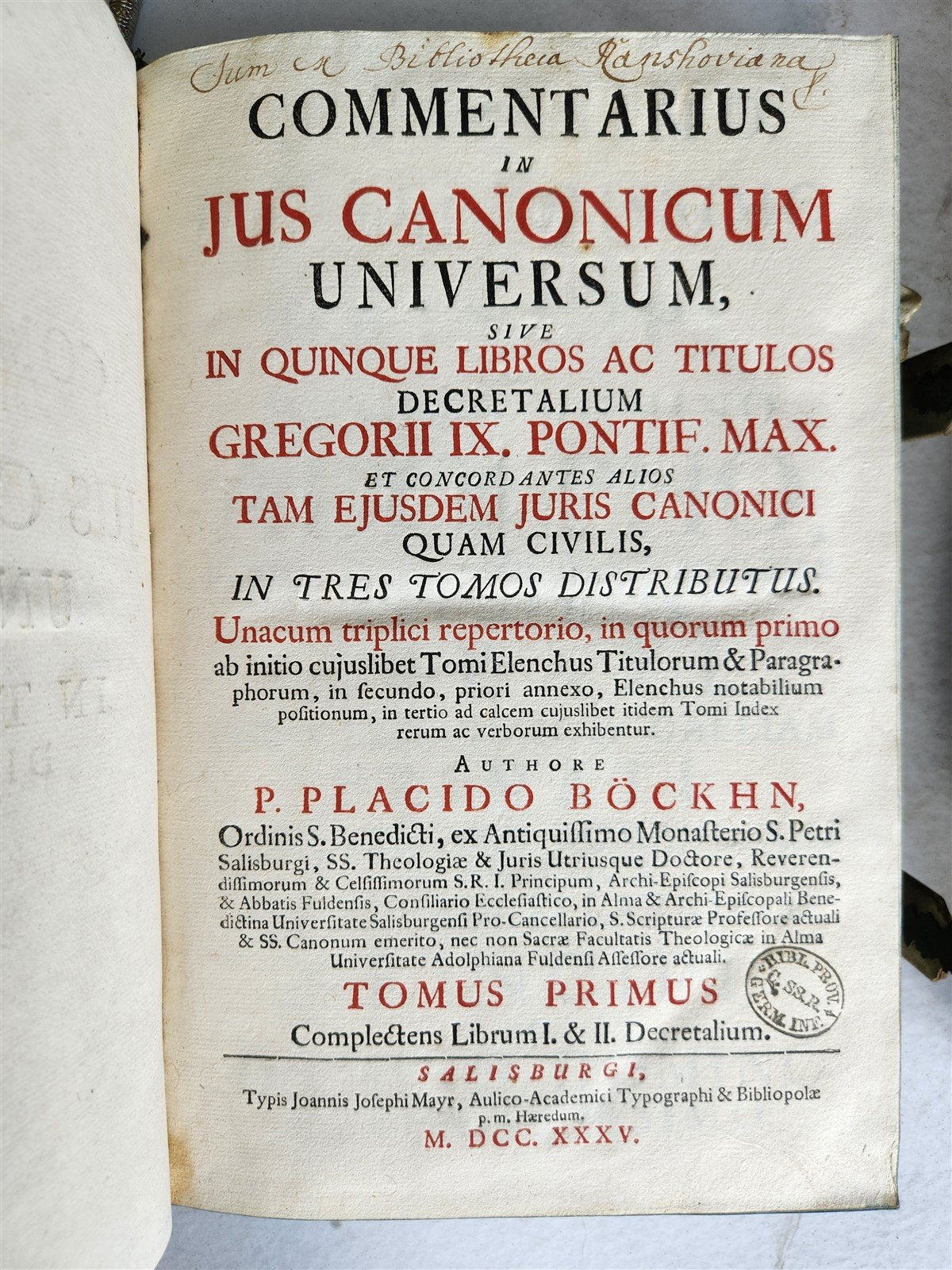 1735-39 CANON LAW 3 VOLUMES antique PIGSKIN BOUND FOLIOS w/ CLASPS