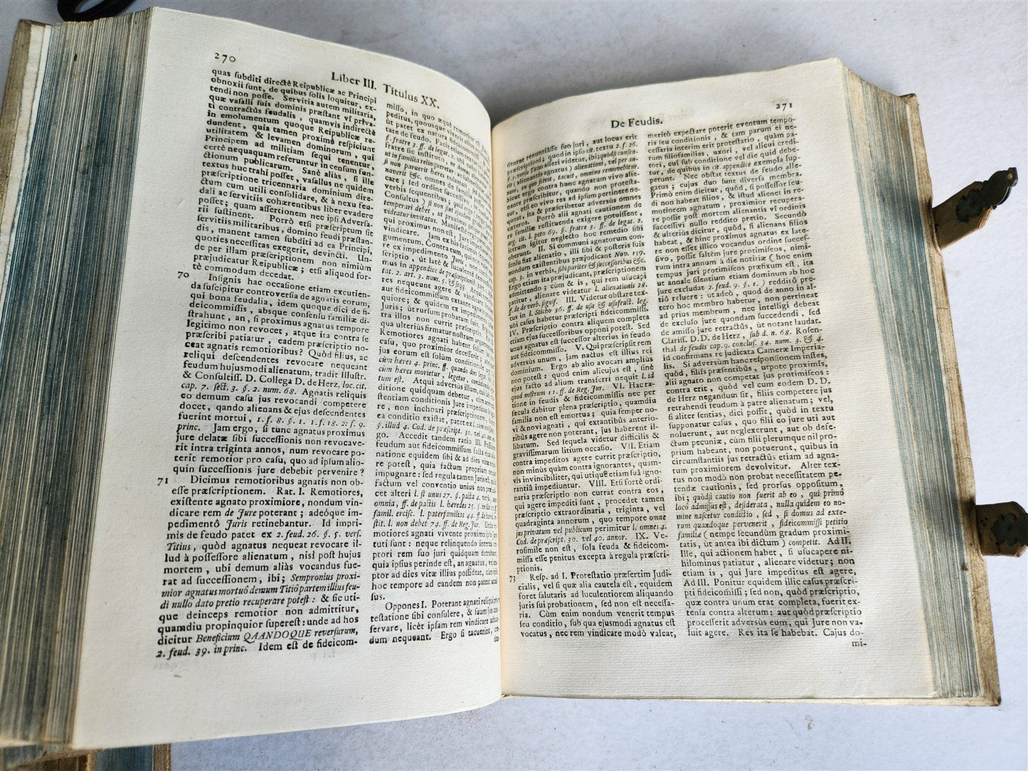 1735-39 CANON LAW 3 VOLUMES antique PIGSKIN BOUND FOLIOS w/ CLASPS