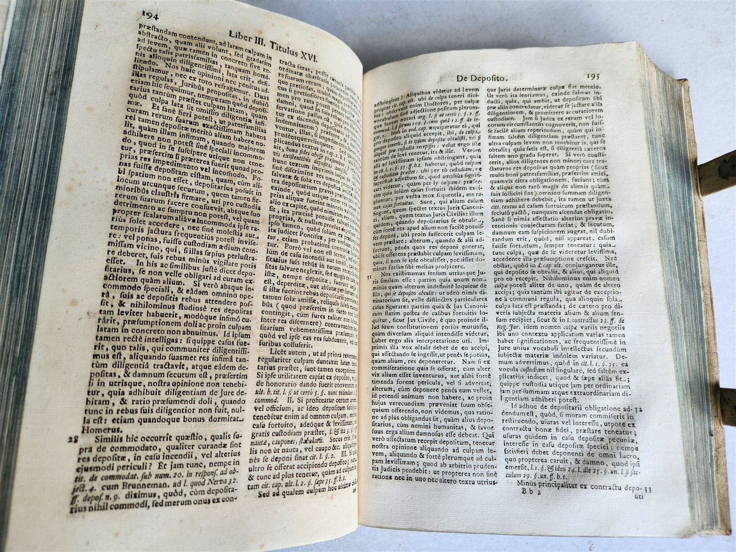 1735-39 CANON LAW 3 VOLUMES antique PIGSKIN BOUND FOLIOS w/ CLASPS