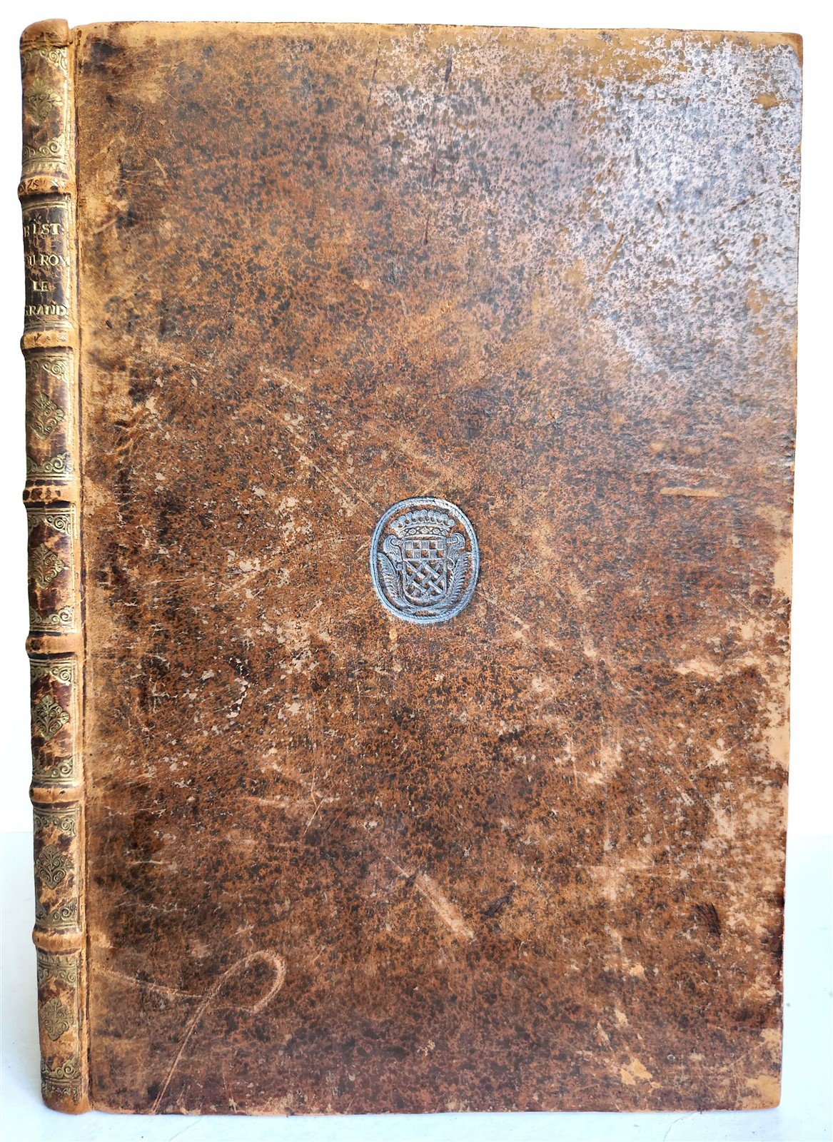1691 HISTOIRE DU ROY LOUIS LE GRAND ILLUSTRATED antique ARMORIAL BINDING