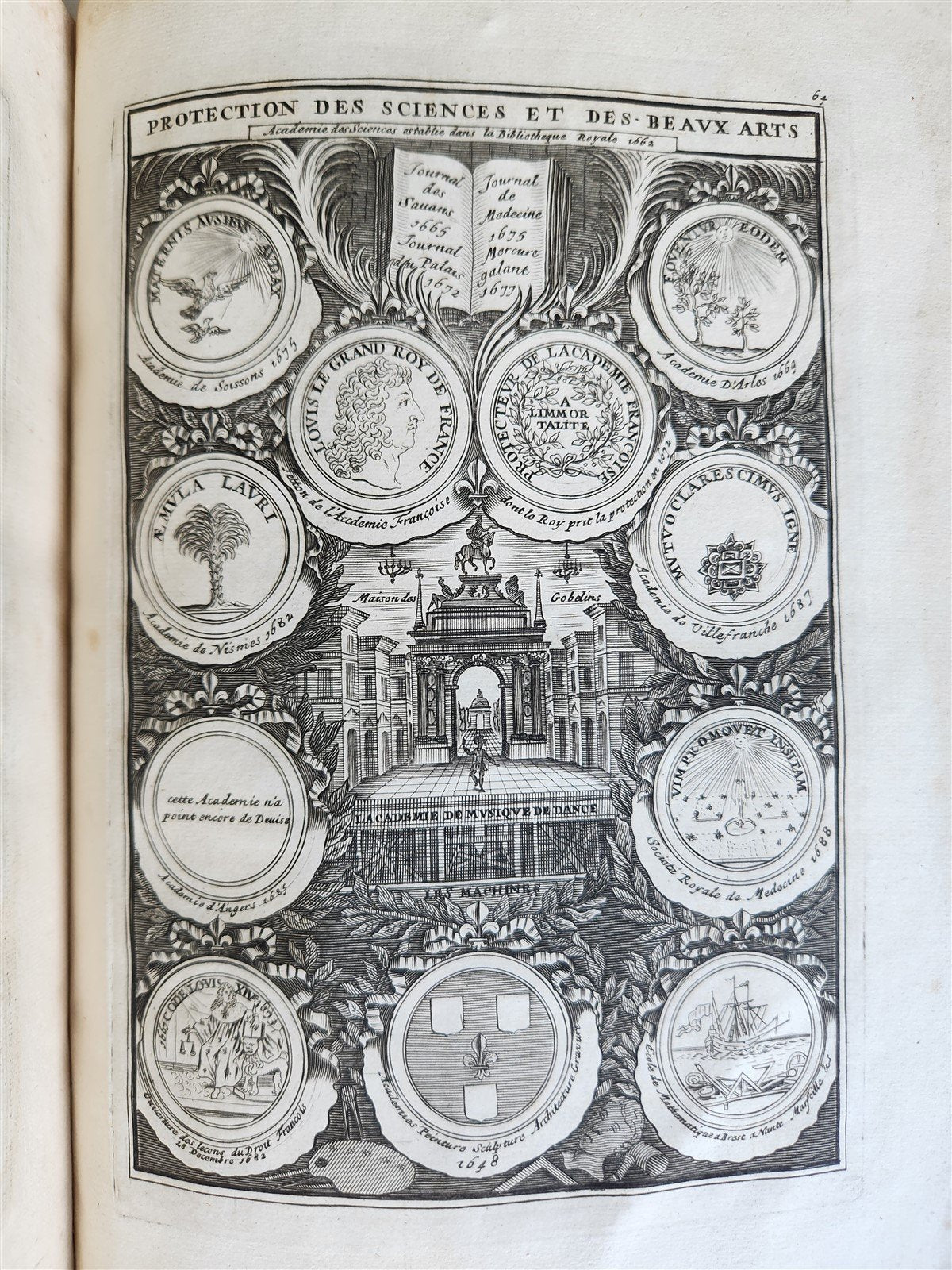 1691 HISTOIRE DU ROY LOUIS LE GRAND ILLUSTRATED antique ARMORIAL BINDING