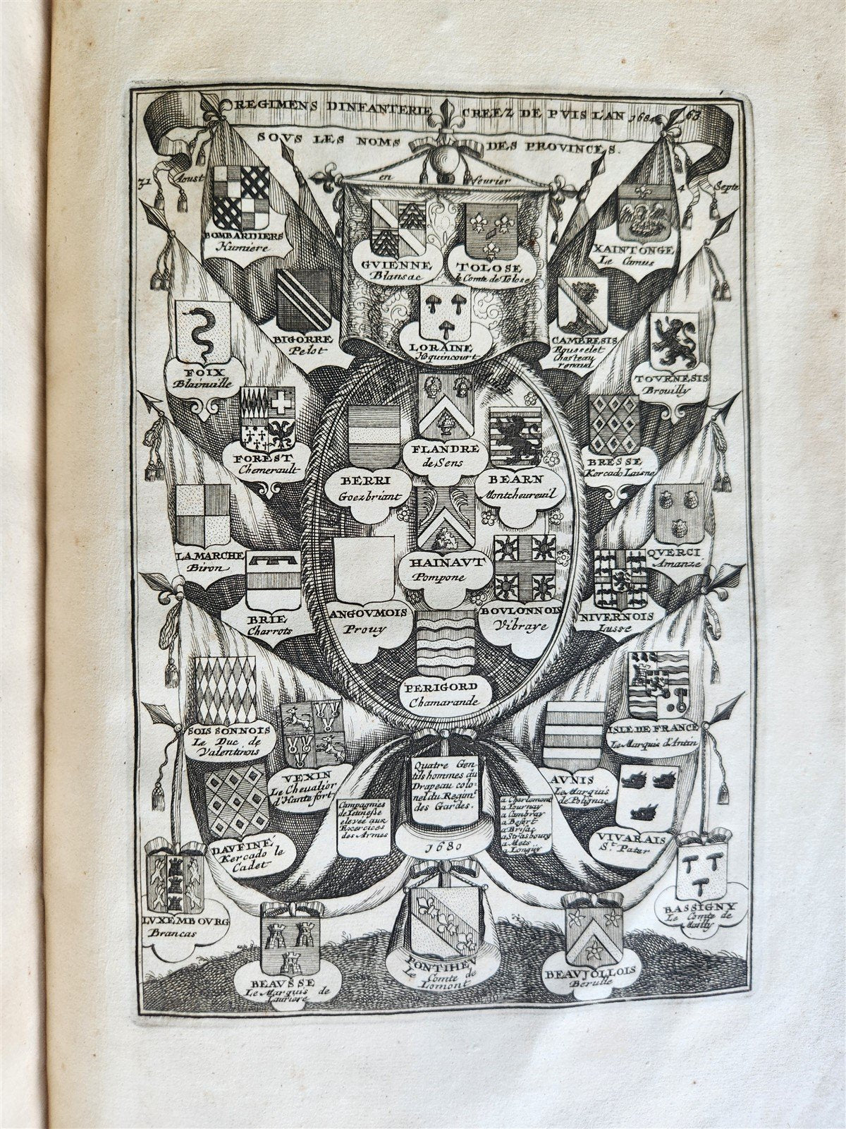 1691 HISTOIRE DU ROY LOUIS LE GRAND ILLUSTRATED antique ARMORIAL BINDING
