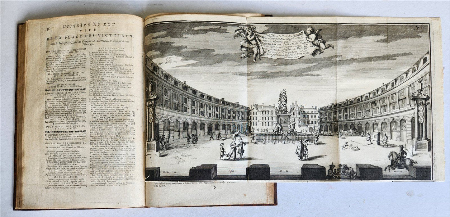 1691 HISTOIRE DU ROY LOUIS LE GRAND ILLUSTRATED antique ARMORIAL BINDING
