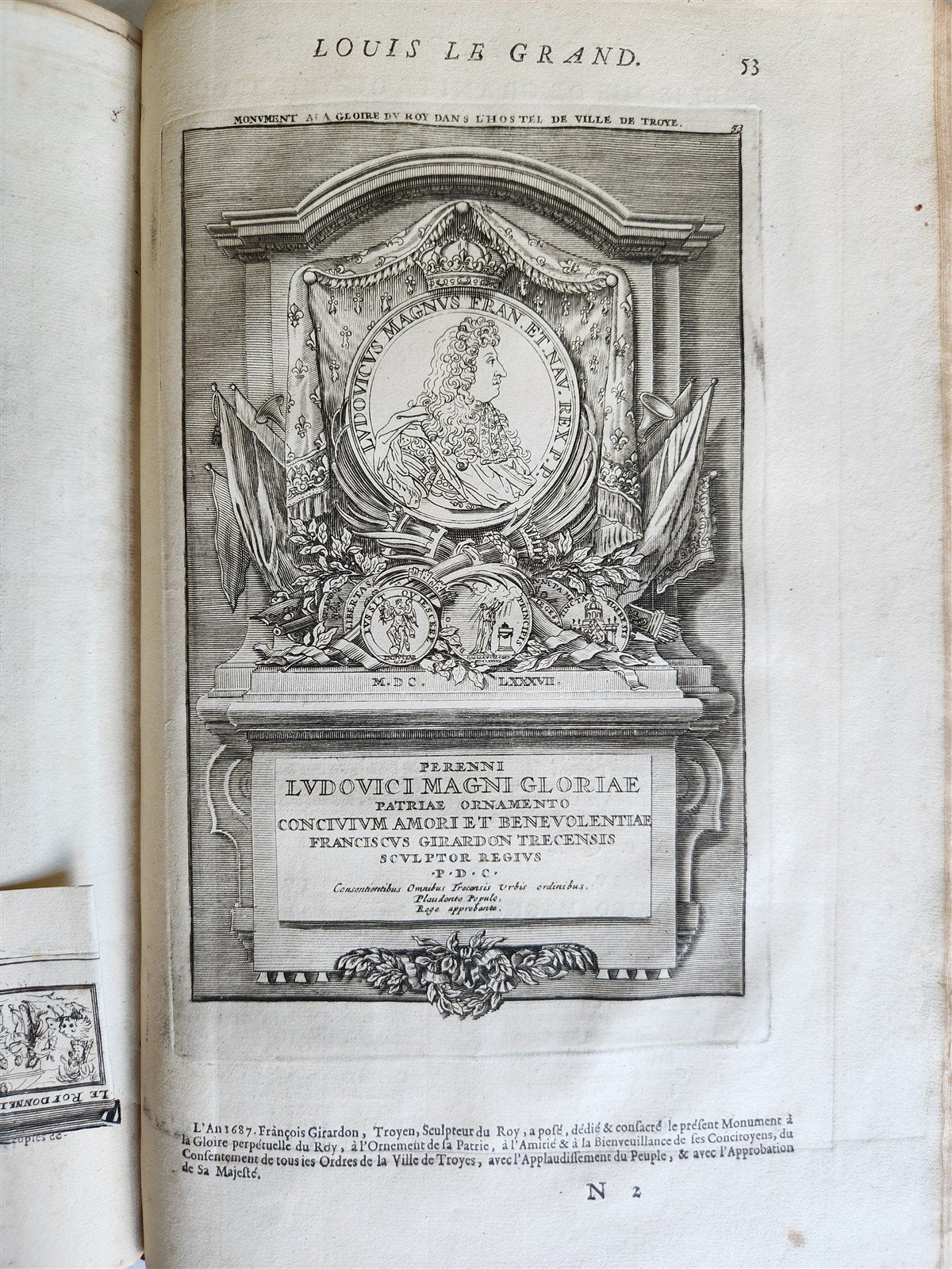1691 HISTOIRE DU ROY LOUIS LE GRAND ILLUSTRATED antique ARMORIAL BINDING