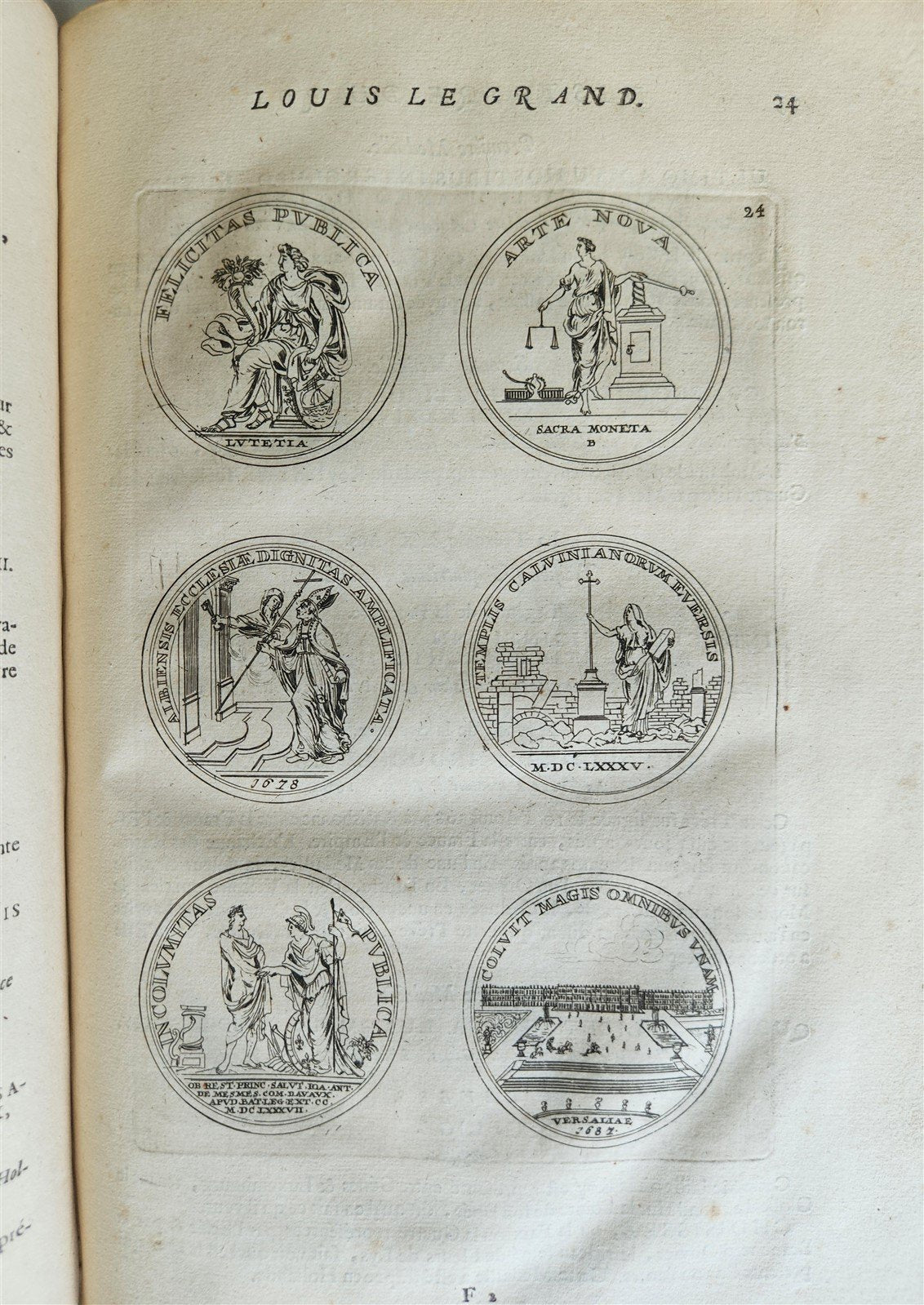 1691 HISTOIRE DU ROY LOUIS LE GRAND ILLUSTRATED antique ARMORIAL BINDING