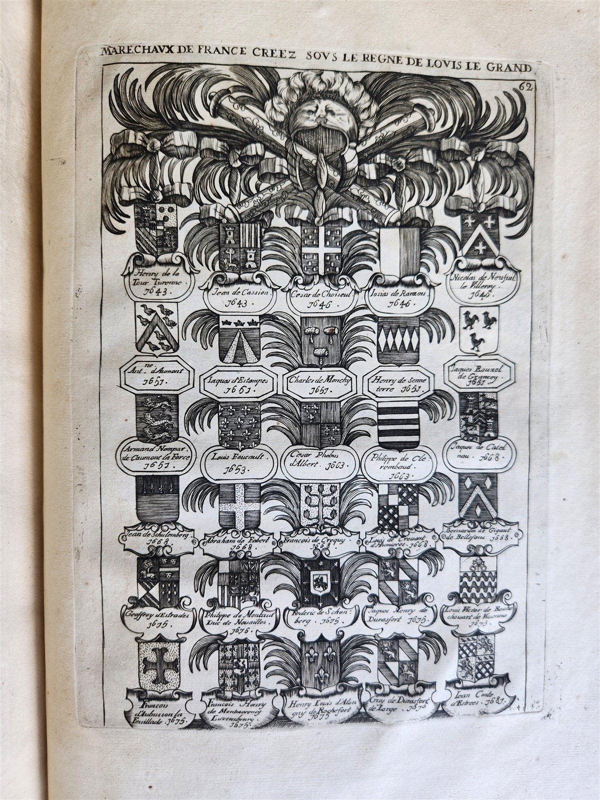 1691 HISTOIRE DU ROY LOUIS LE GRAND ILLUSTRATED antique ARMORIAL BINDING